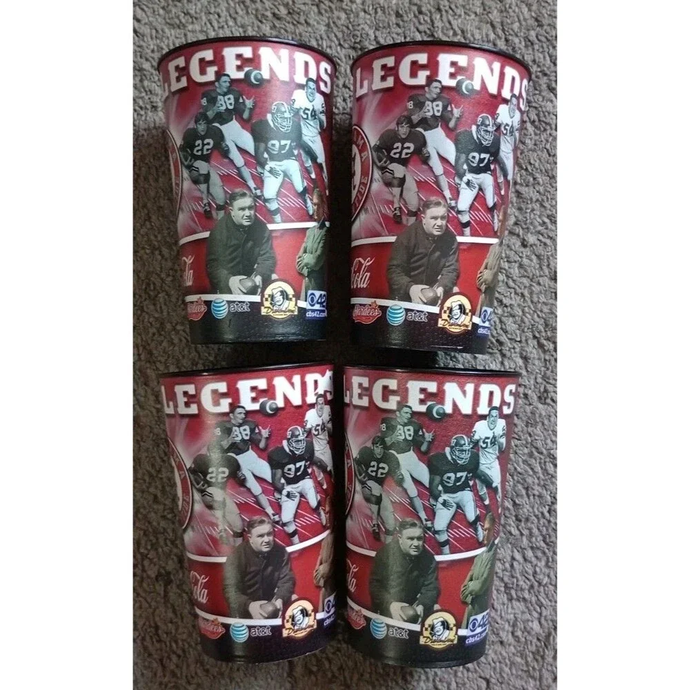 Alabama Football Stadium Souvenir Cup. “Legends” Lot Of 4 Roll Tide College